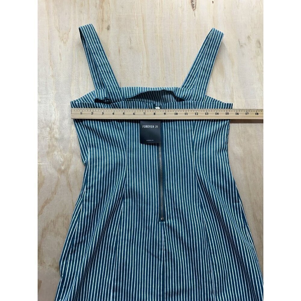 NWT Forever 21 Pinstriped Denim Mini Dress Size Medium Overalls‎ - Picture 5 of 5
